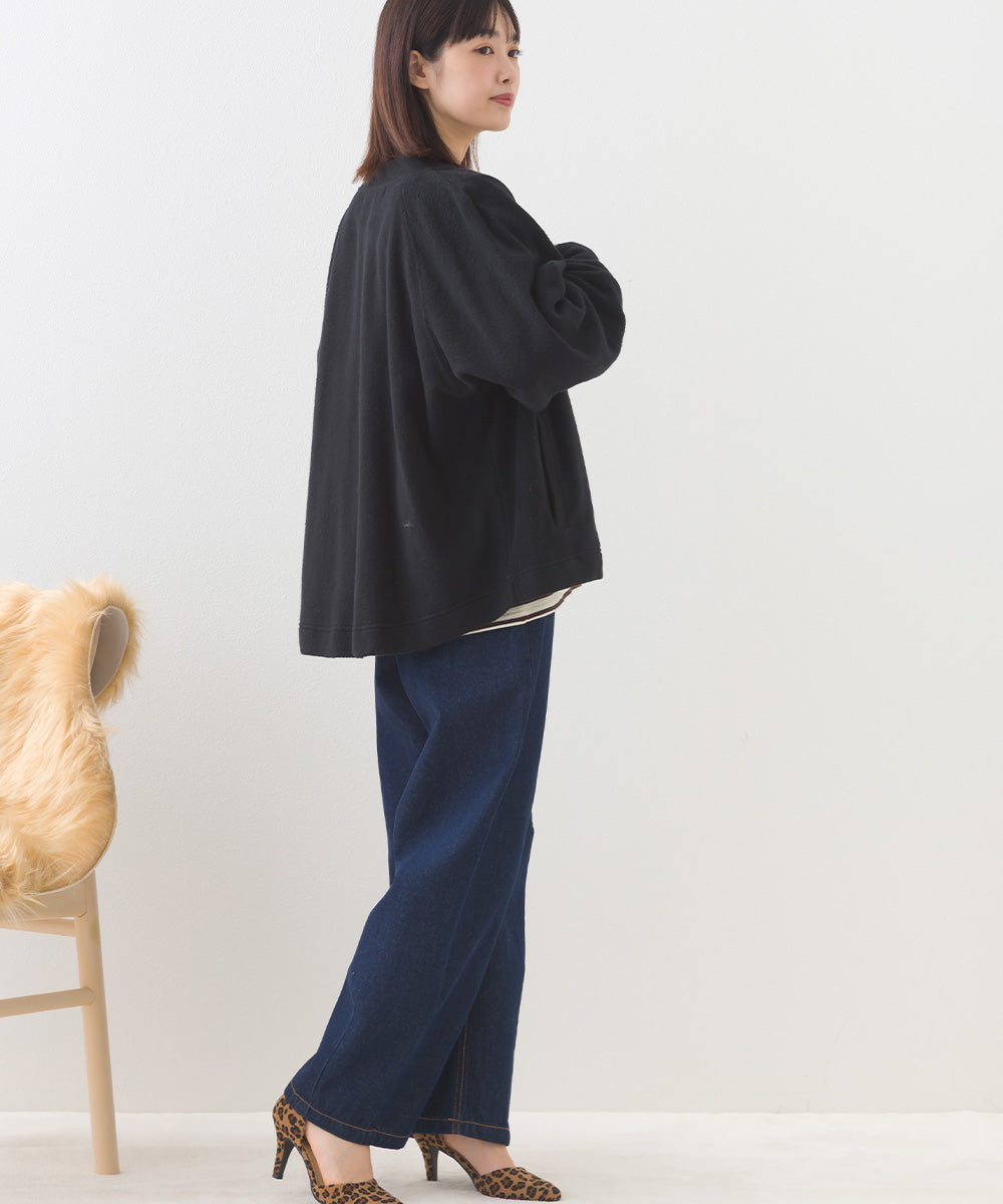 【OMNES】12oz ウォッシュ加工ハイウエストカーブデニムパンツ【253W427OMN038】