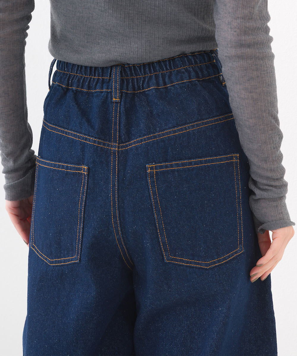 【OMNES】12oz ウォッシュ加工ハイウエストカーブデニムパンツ【253W427OMN038】