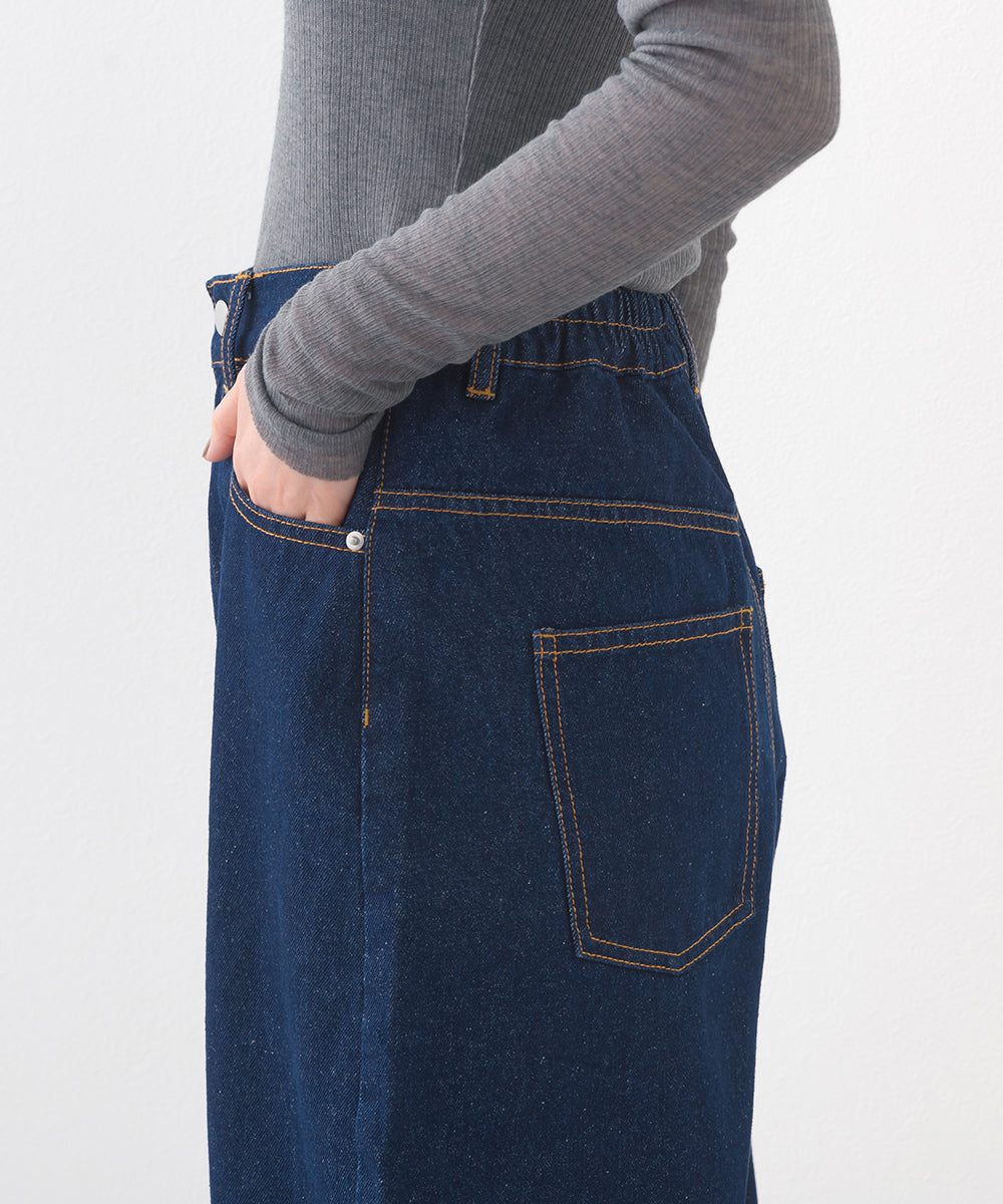 【OMNES】12oz ウォッシュ加工ハイウエストカーブデニムパンツ【253W427OMN038】