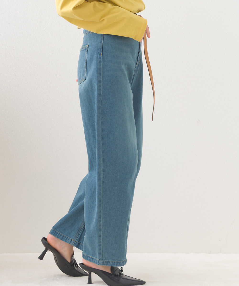 【OMNES】12oz ウォッシュ加工ハイウエストカーブデニムパンツ【253W427OMN038】