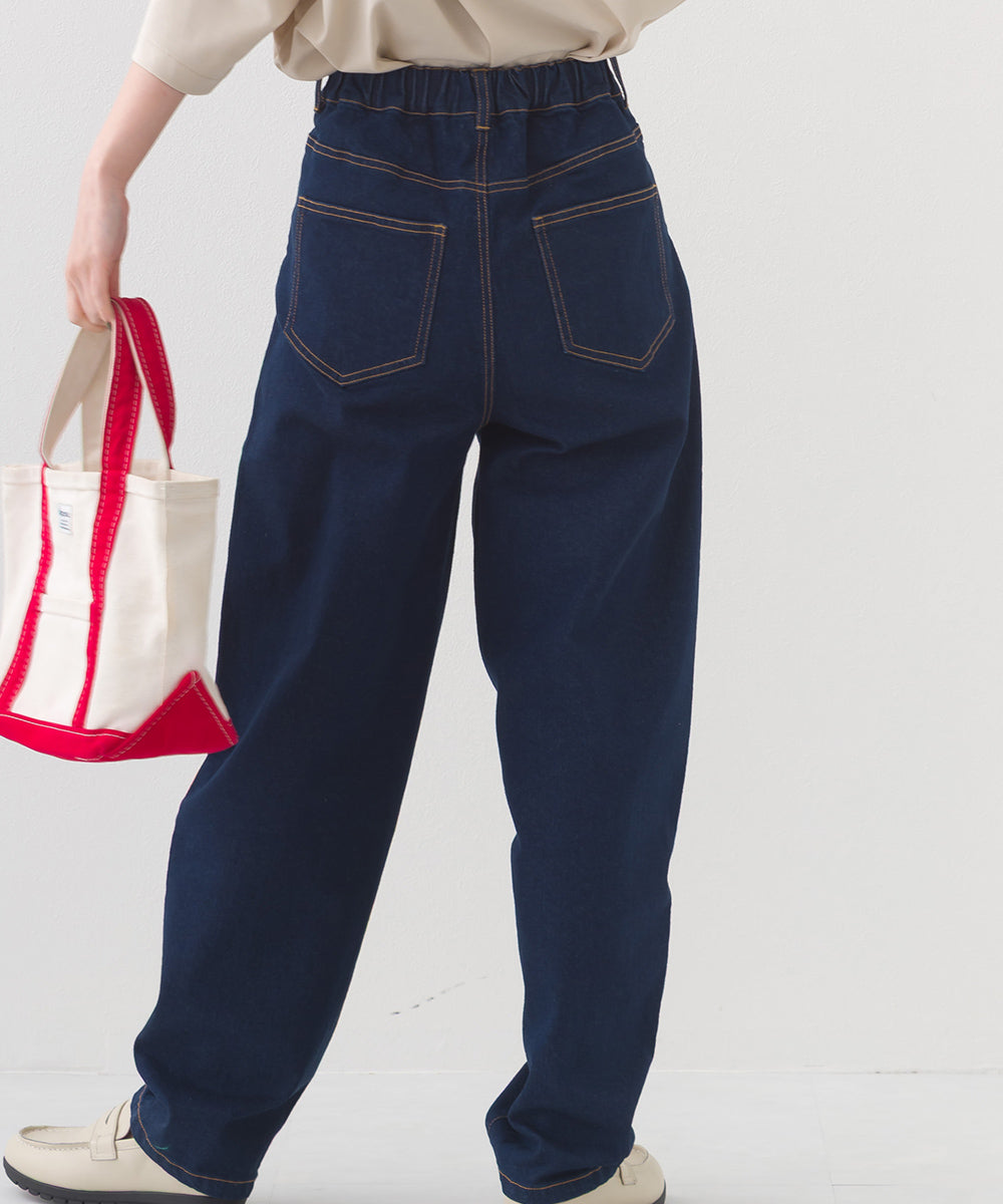 【OMNES】12oz ウォッシュ加工ハイウエストバルーンデニムパンツ【253W427OMN039】