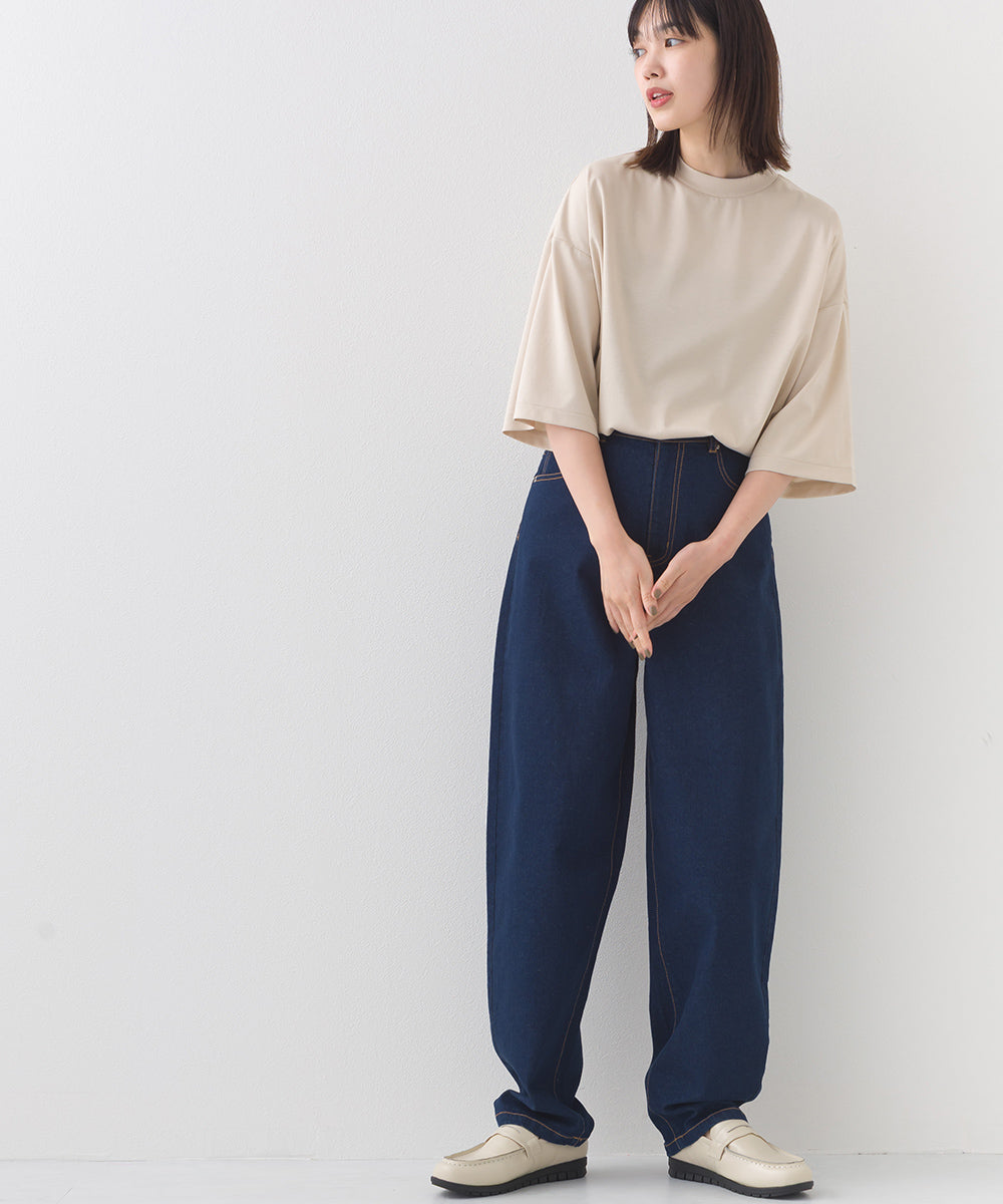 【OMNES】12oz ウォッシュ加工ハイウエストバルーンデニムパンツ【253W427OMN039】