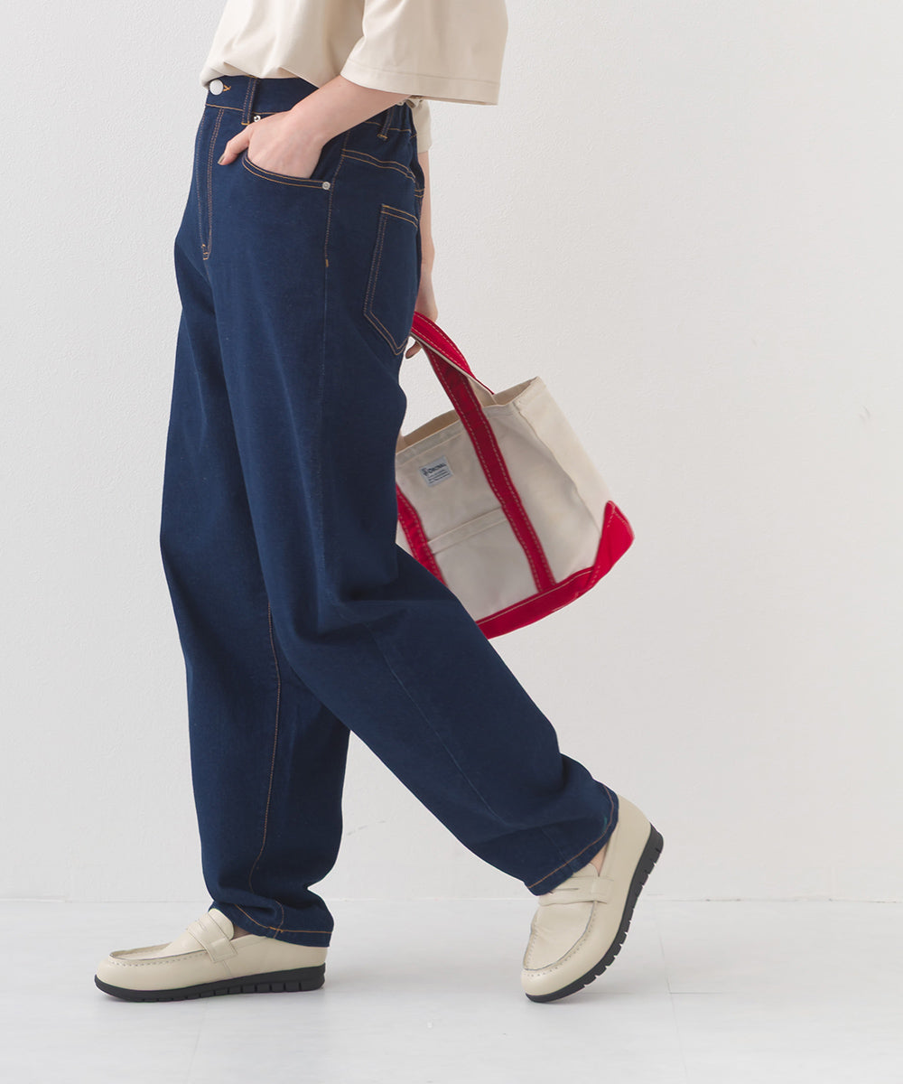 【OMNES】12oz ウォッシュ加工ハイウエストバルーンデニムパンツ【253W427OMN039】