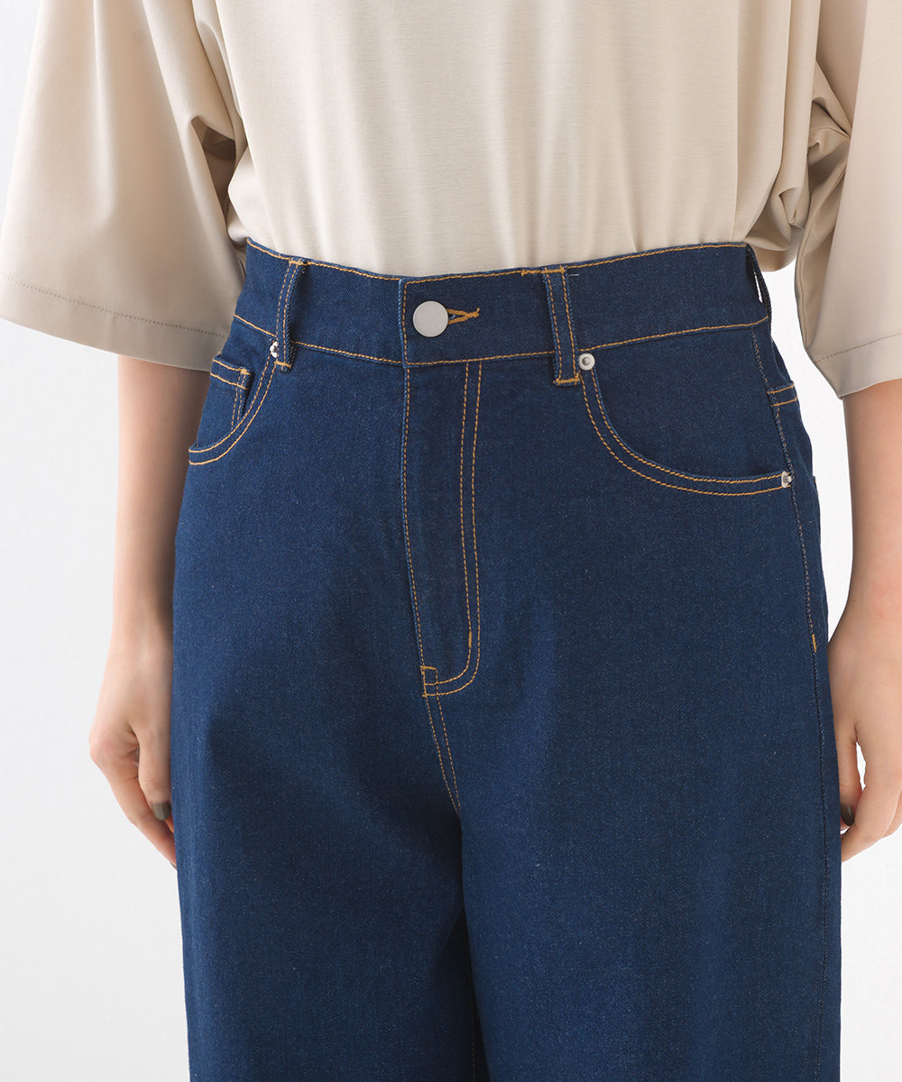 【OMNES】12oz ウォッシュ加工ハイウエストバルーンデニムパンツ【253W427OMN039】
