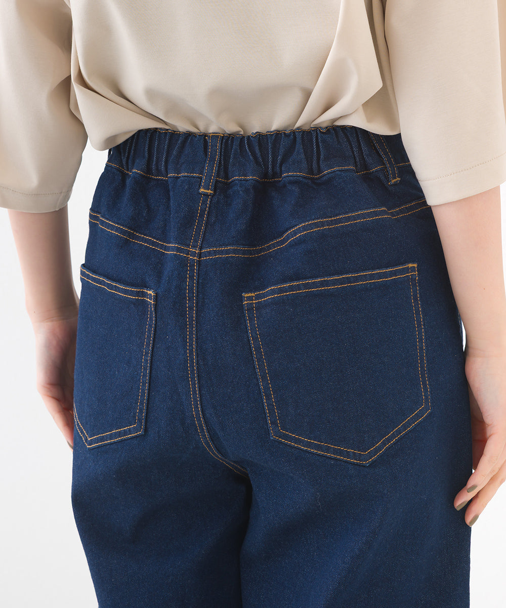 【OMNES】12oz ウォッシュ加工ハイウエストバルーンデニムパンツ【253W427OMN039】