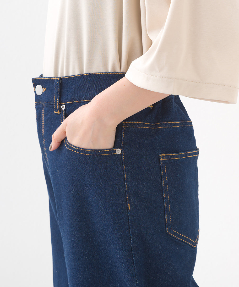 【OMNES】12oz ウォッシュ加工ハイウエストバルーンデニムパンツ【253W427OMN039】