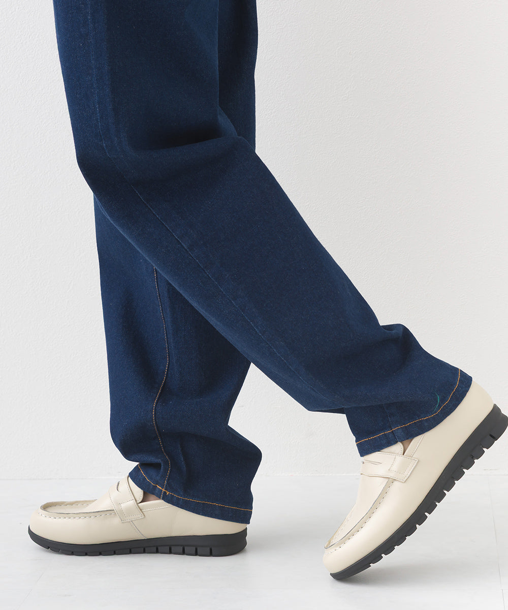 【OMNES】12oz ウォッシュ加工ハイウエストバルーンデニムパンツ【253W427OMN039】