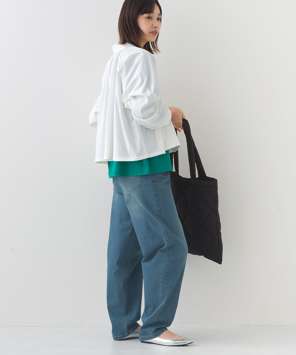 【OMNES】12oz ウォッシュ加工ハイウエストバルーンデニムパンツ【253W427OMN039】