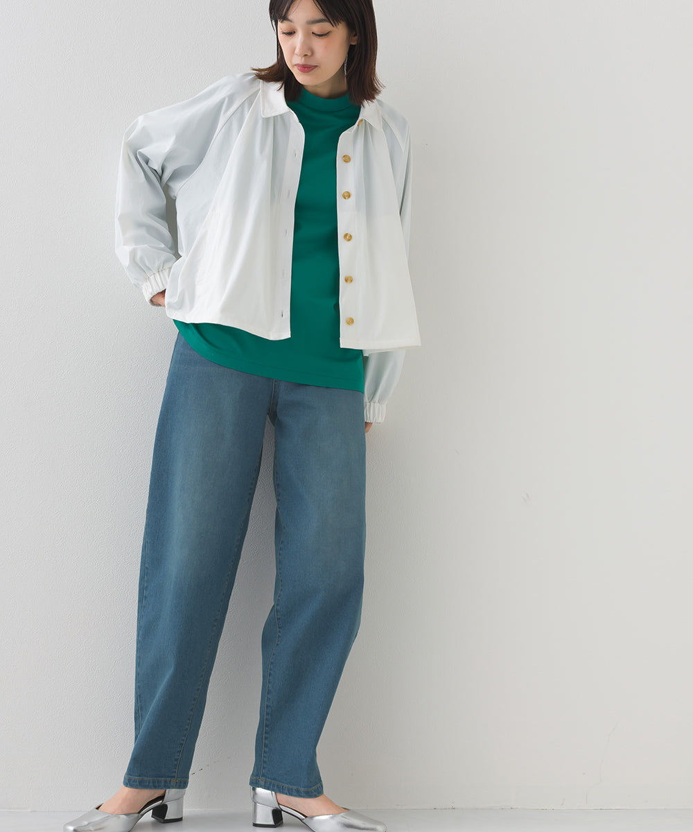 【OMNES】12oz ウォッシュ加工ハイウエストバルーンデニムパンツ【253W427OMN039】