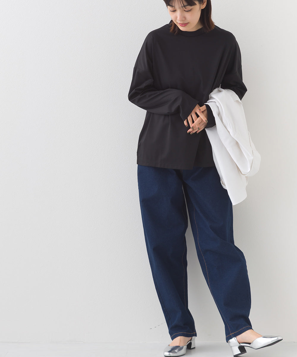 【OMNES】12oz ウォッシュ加工ハイウエストバルーンデニムパンツ【253W427OMN039】
