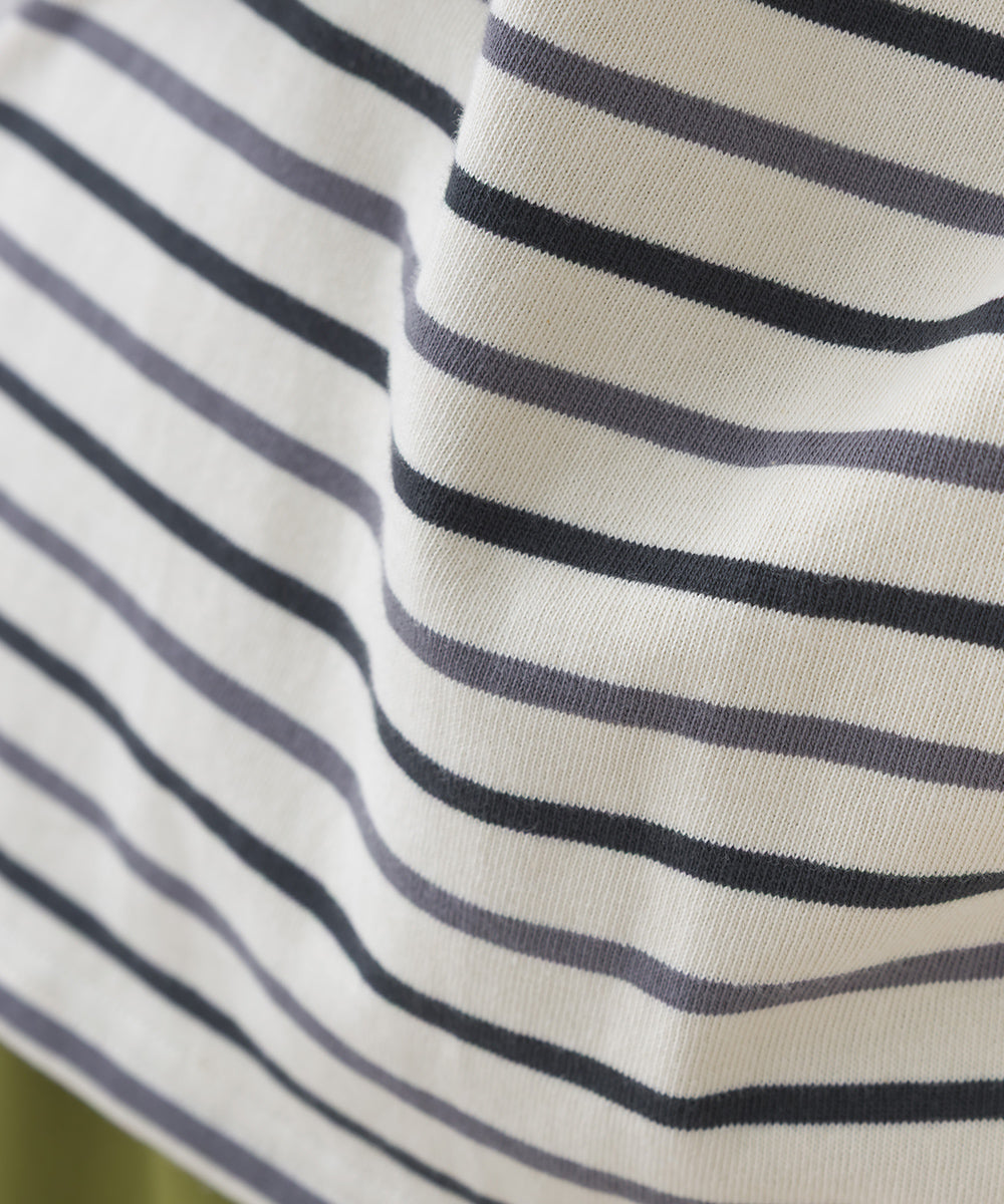 【OMNES】コットン長袖ボーダーTシャツ【253W427OMN048】