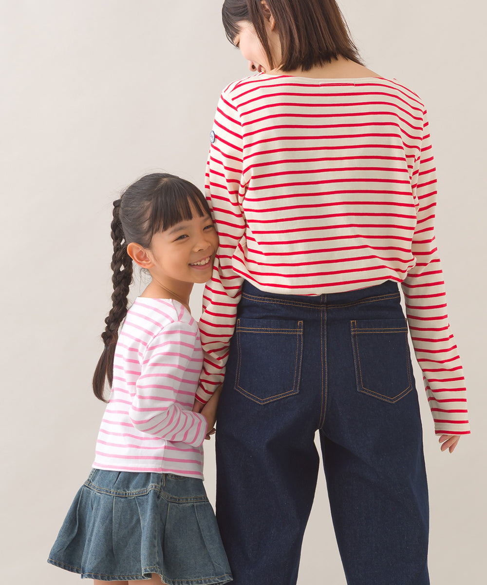 【OMNES】キッズ コットン長袖ボーダーTシャツ【253K427OMN049】
