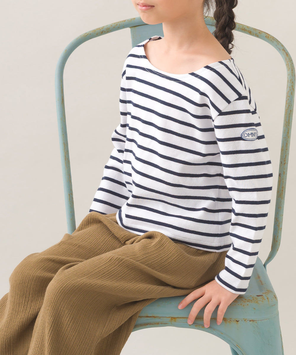 【OMNES】キッズ コットン長袖ボーダーTシャツ【253K427OMN049】