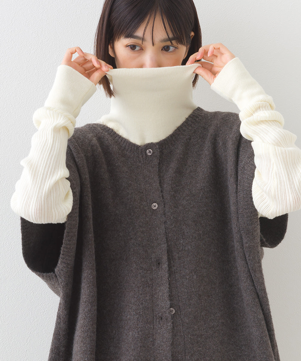 【OMNES】ランダムテレコタートルネック袖くしゅくしゅ長袖ニット【253W427OMN058】