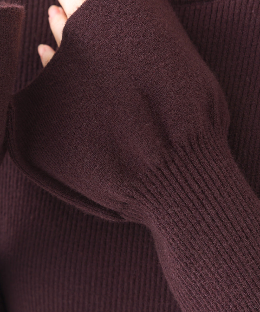 【OMNES】ハイゲージリブニットフレアスリーブプルオーバー【253W427OMN063】