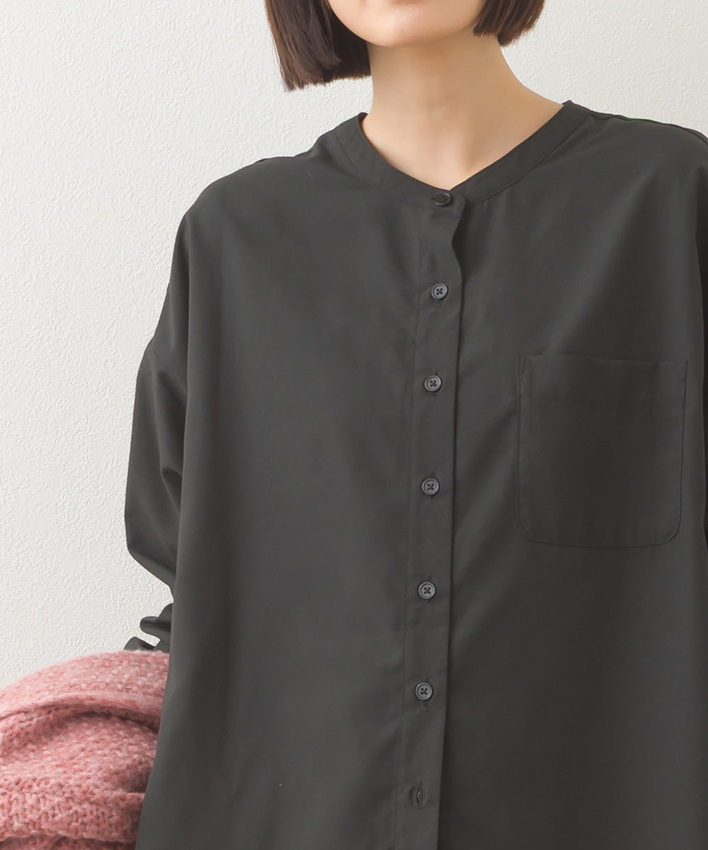 【OMNES】テックコットンバンドカラー長袖シャツ【253W427OMN069】