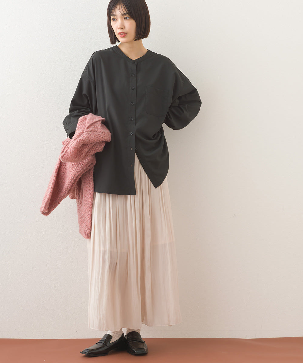 【OMNES】テックコットンバンドカラー長袖シャツ【253W427OMN069】