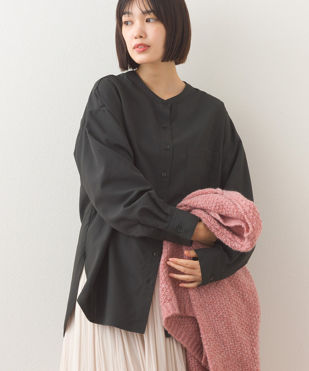 【OMNES】テックコットンバンドカラー長袖シャツ【253W427OMN069】