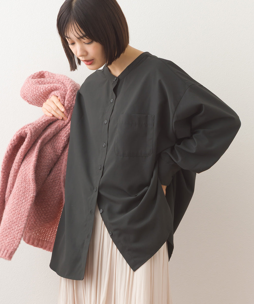 【OMNES】テックコットンバンドカラー長袖シャツ【253W427OMN069】