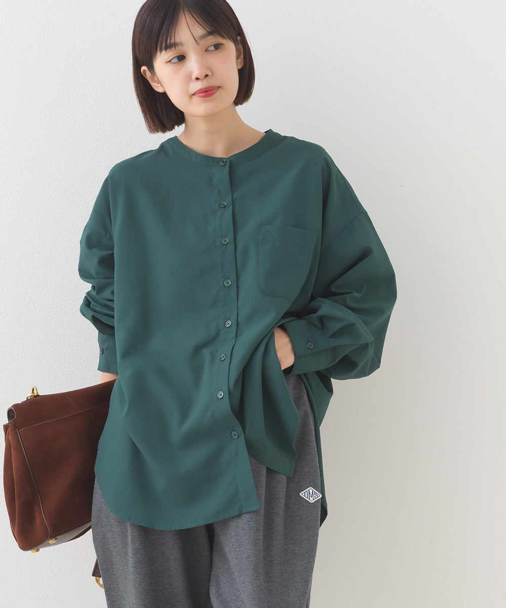 【OMNES】テックコットンバンドカラー長袖シャツ【253W427OMN069】