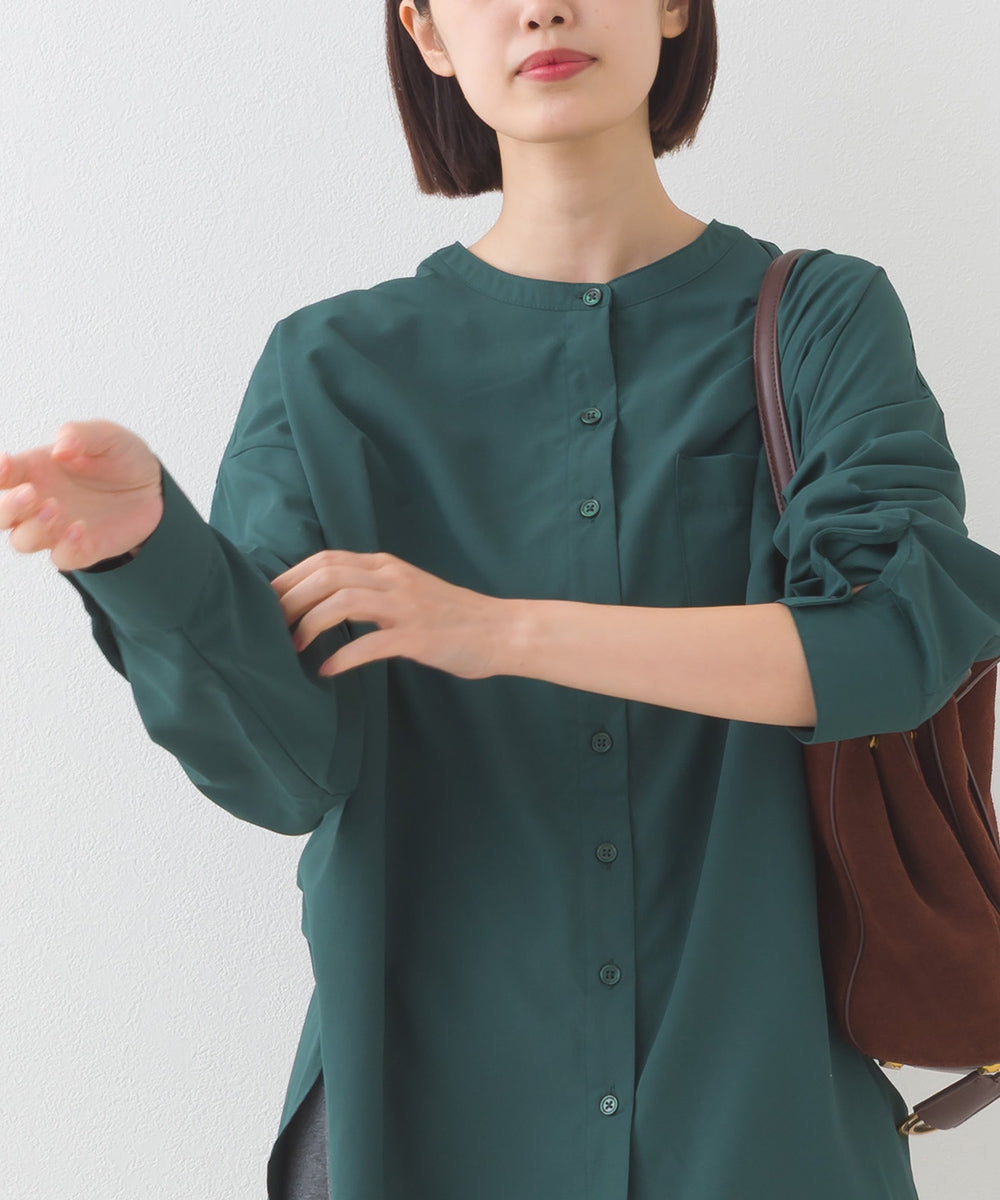 【OMNES】テックコットンバンドカラー長袖シャツ【253W427OMN069】