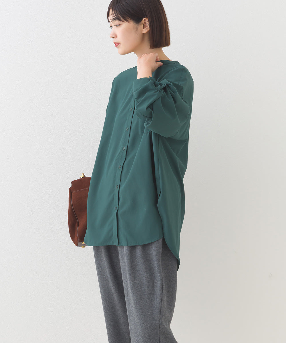【OMNES】テックコットンバンドカラー長袖シャツ【253W427OMN069】
