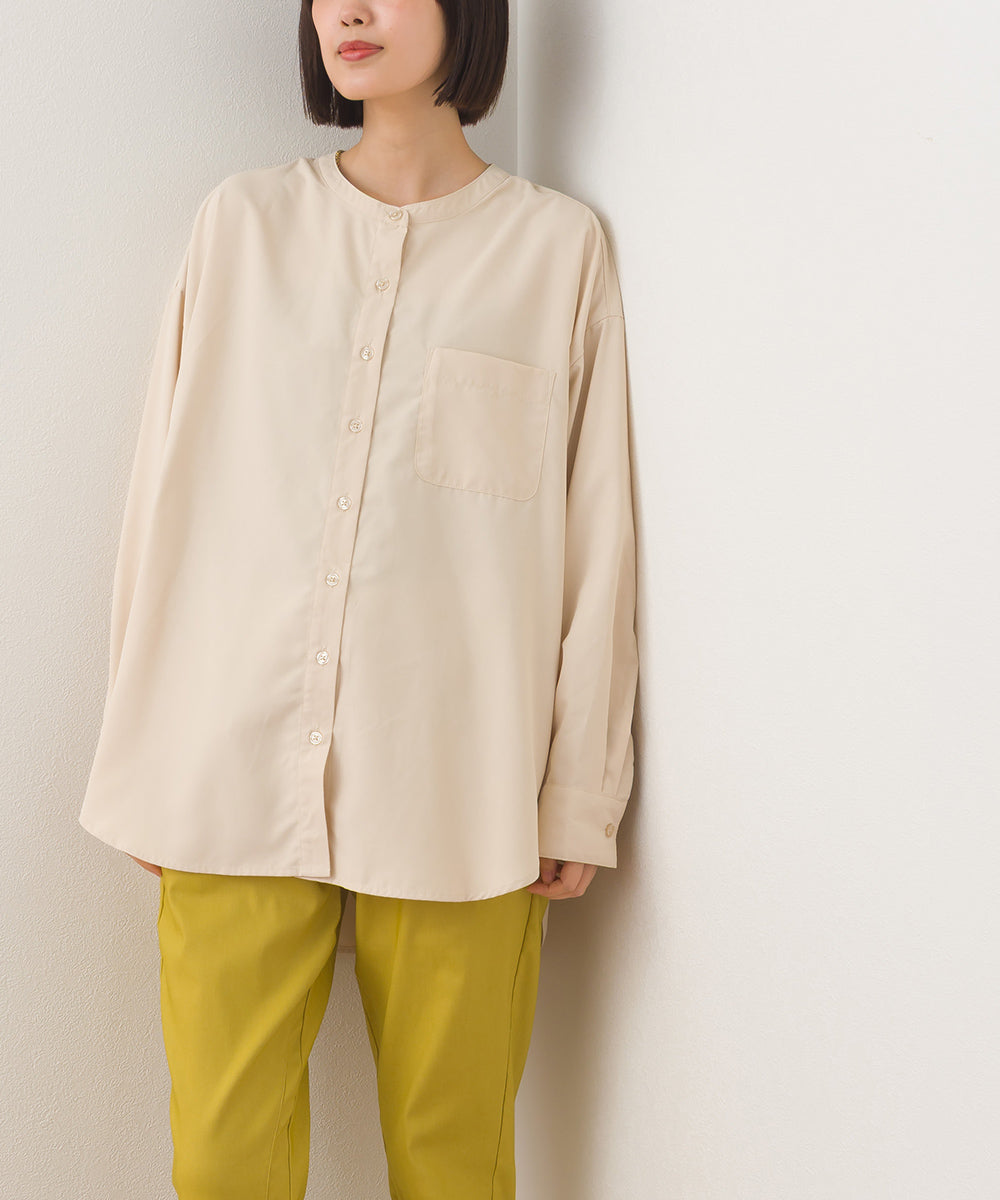 【OMNES】テックコットンバンドカラー長袖シャツ【253W427OMN069】