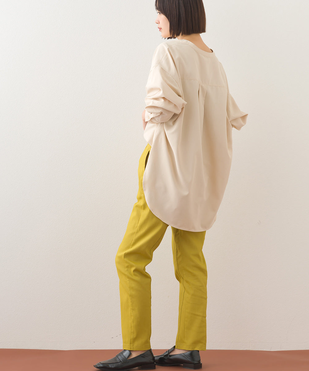 【OMNES】テックコットンバンドカラー長袖シャツ【253W427OMN069】