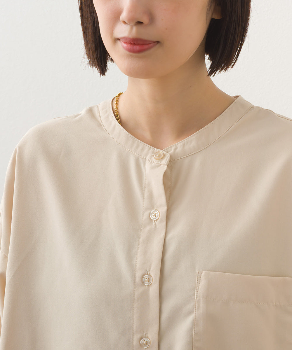 【OMNES】テックコットンバンドカラー長袖シャツ【253W427OMN069】