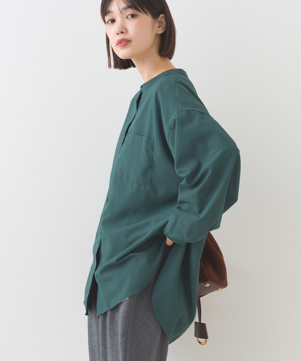 【OMNES】テックコットンバンドカラー長袖シャツ【253W427OMN069】