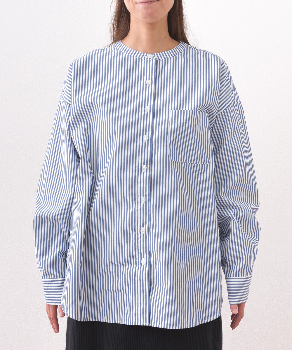 【OMNES】テックコットンバンドカラー長袖シャツ【253W427OMN069】