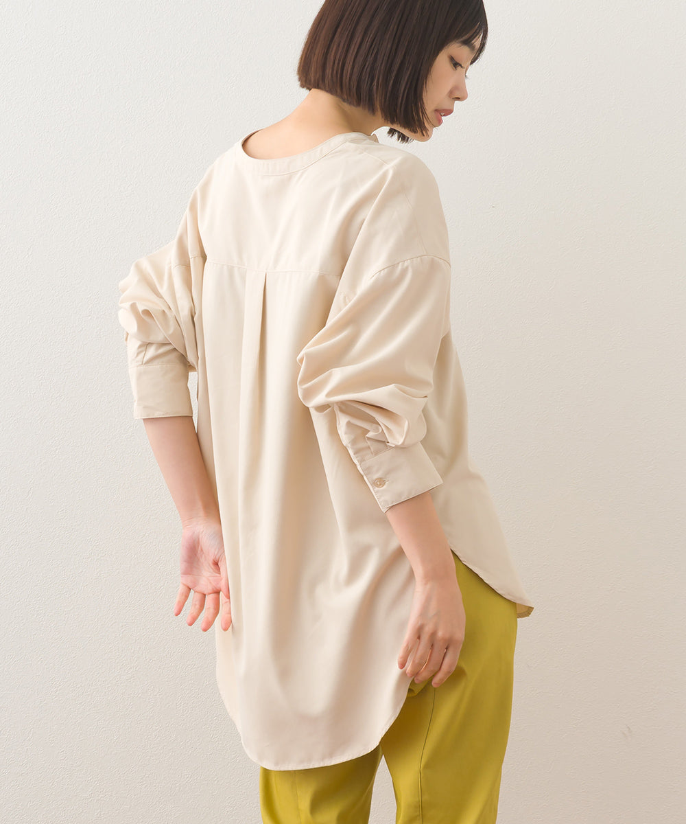 【OMNES】テックコットンバンドカラー長袖シャツ【253W427OMN069】