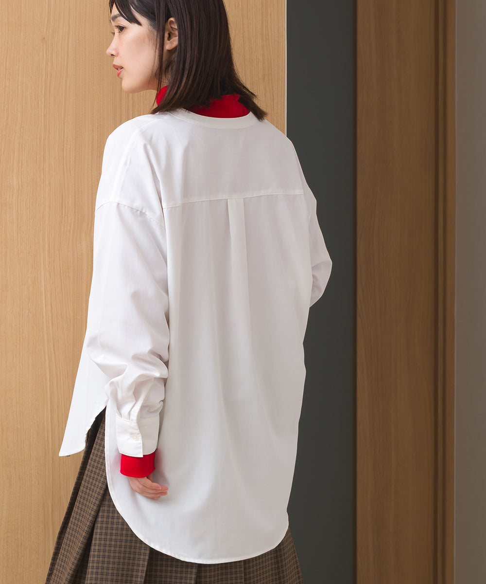 【OMNES】テックコットンバンドカラー長袖シャツ【253W427OMN069】