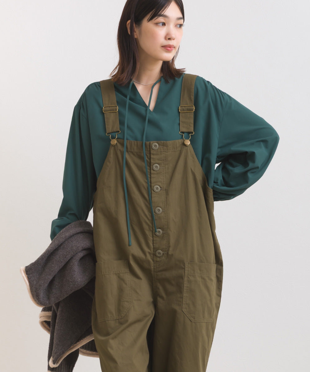 【OMNES】テックコットンスキッパーデザイン9分袖フリルシャツブラウス【253W427OMN072】