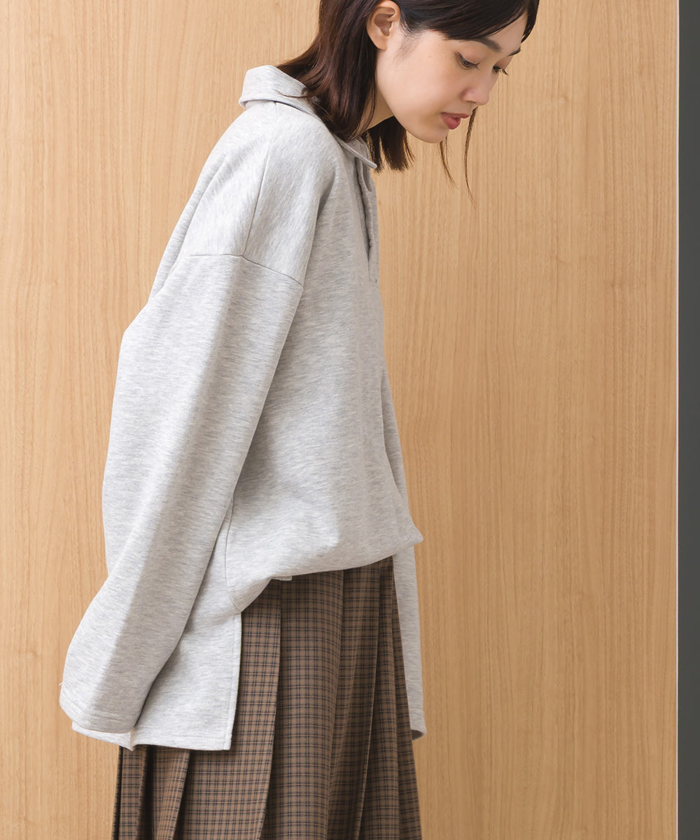 【OMNES】テック裏毛ポロスウェット長袖プルオーバー【253W427OMN076】