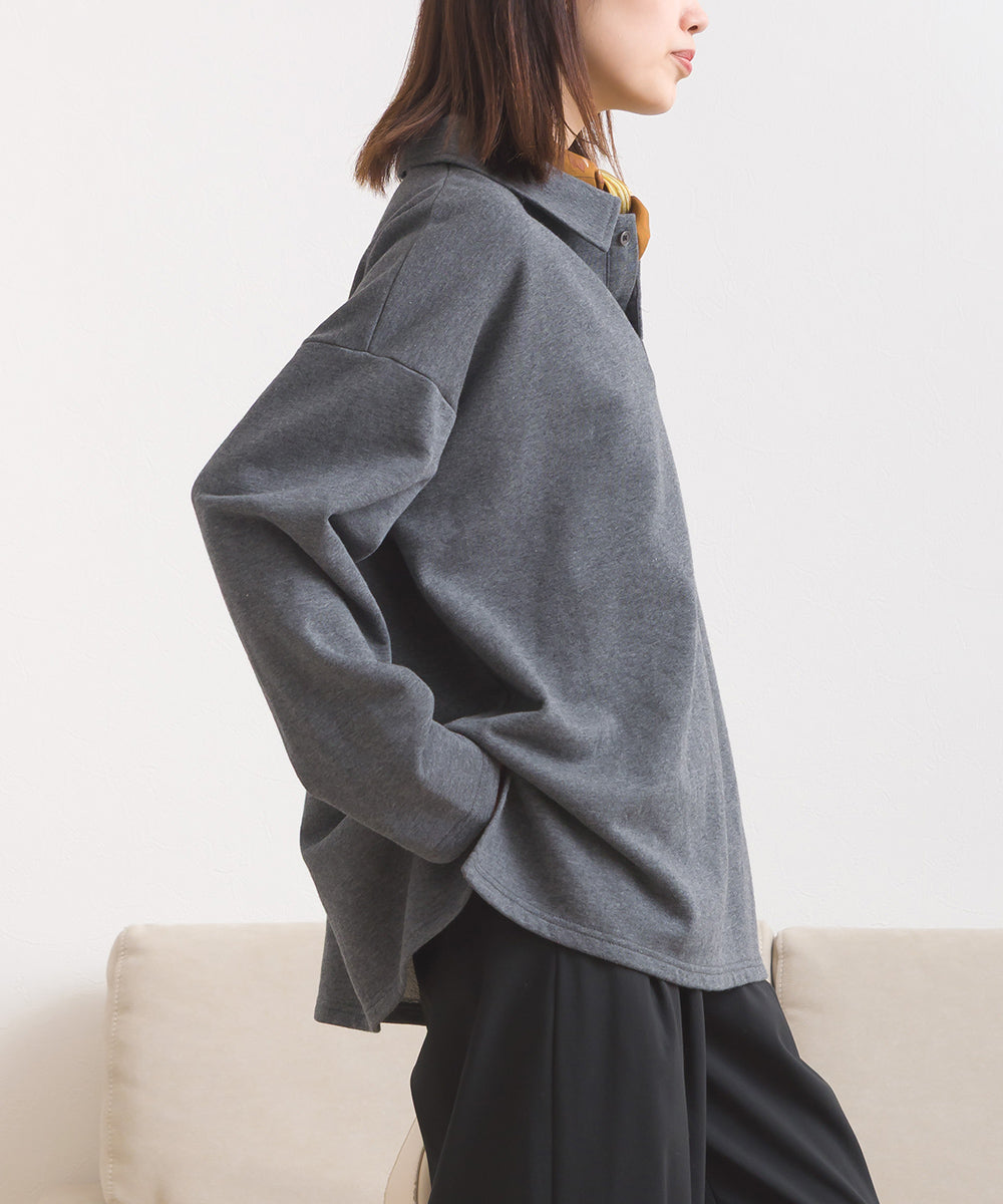【OMNES】テック裏毛ポロスウェット長袖プルオーバー【253W427OMN076】