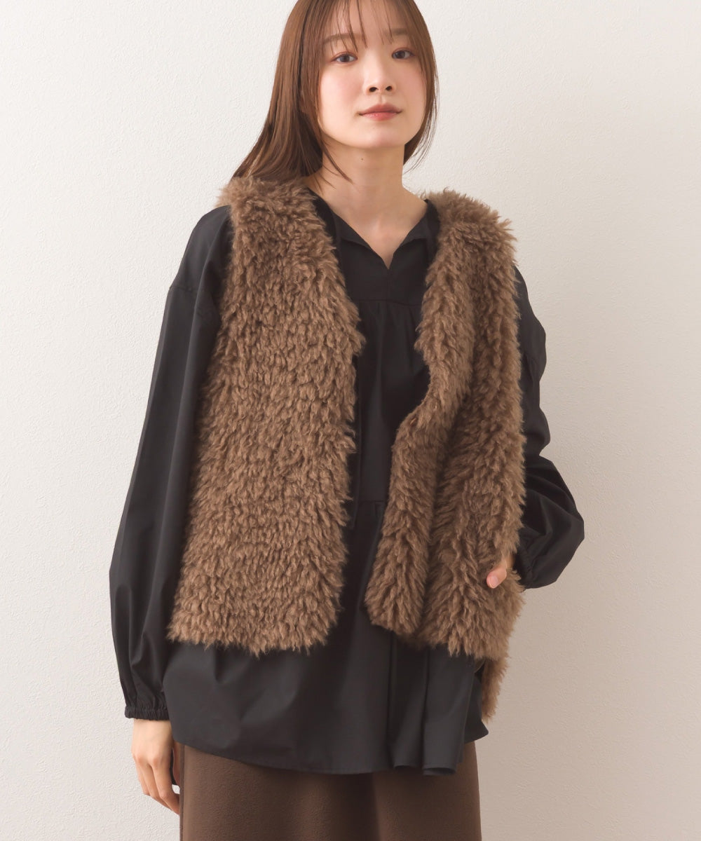 OMNES】ノーカラープードルファージレベスト【253W436OMN090】