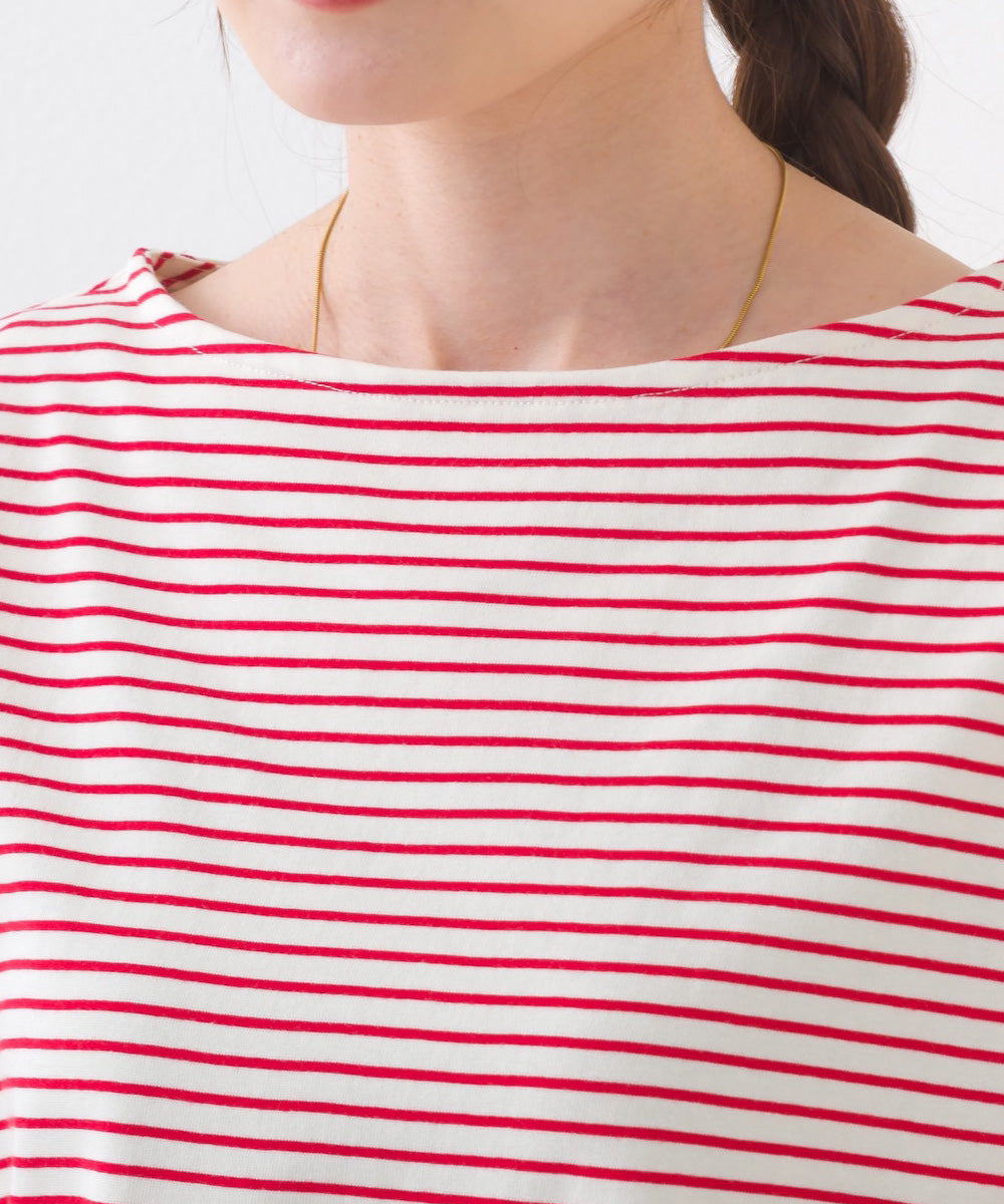 【OMNES】サイドスリットプルオーバー ボーダーロングスリーブTシャツ【253W430OMN100】