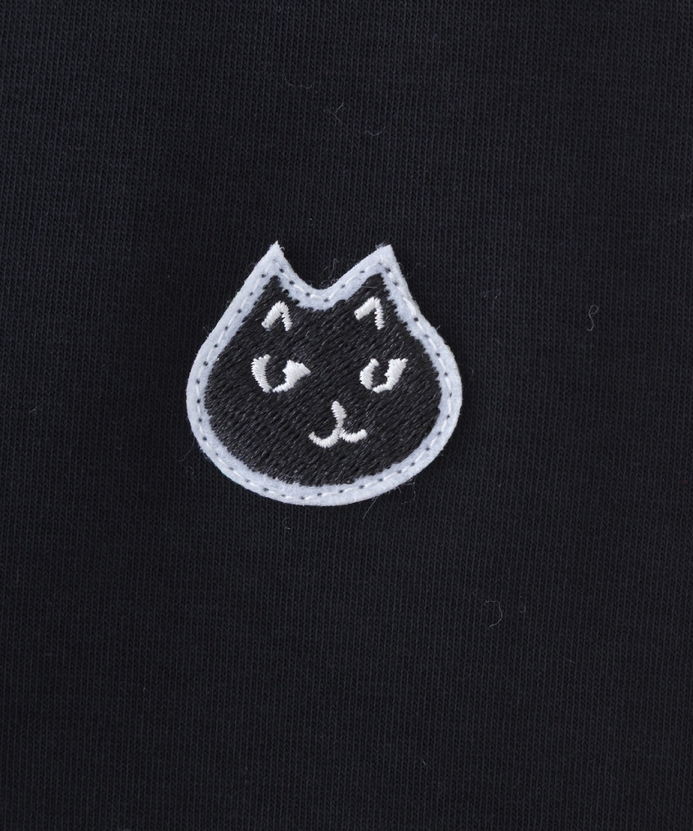 【228】ダンボールニット ラウンドヘム長袖Tシャツ ねこちゃんワッペン【253W427228004】