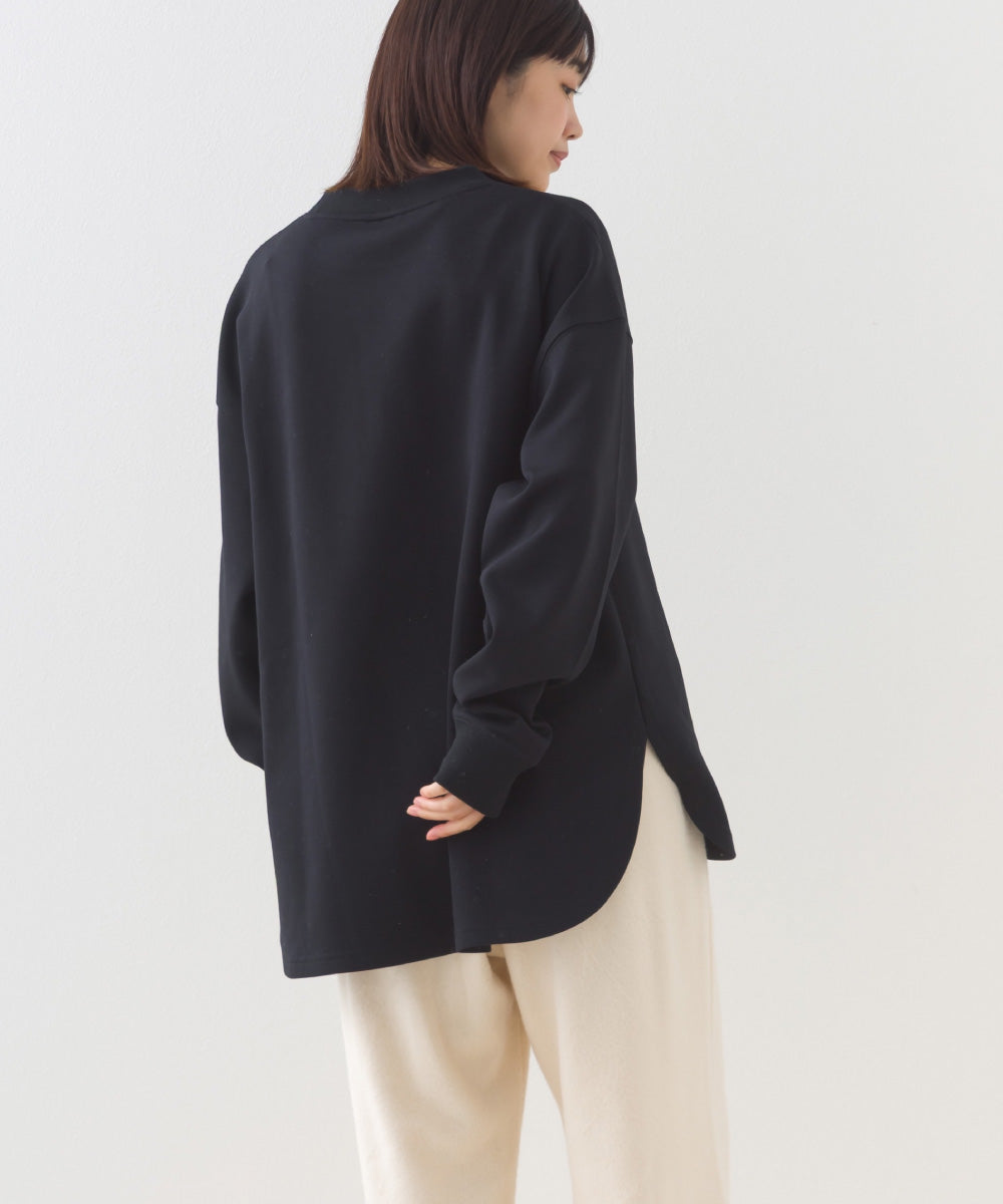【228】ダンボールニット ラウンドヘム長袖Tシャツ ねこちゃんワッペン【253W427228004】