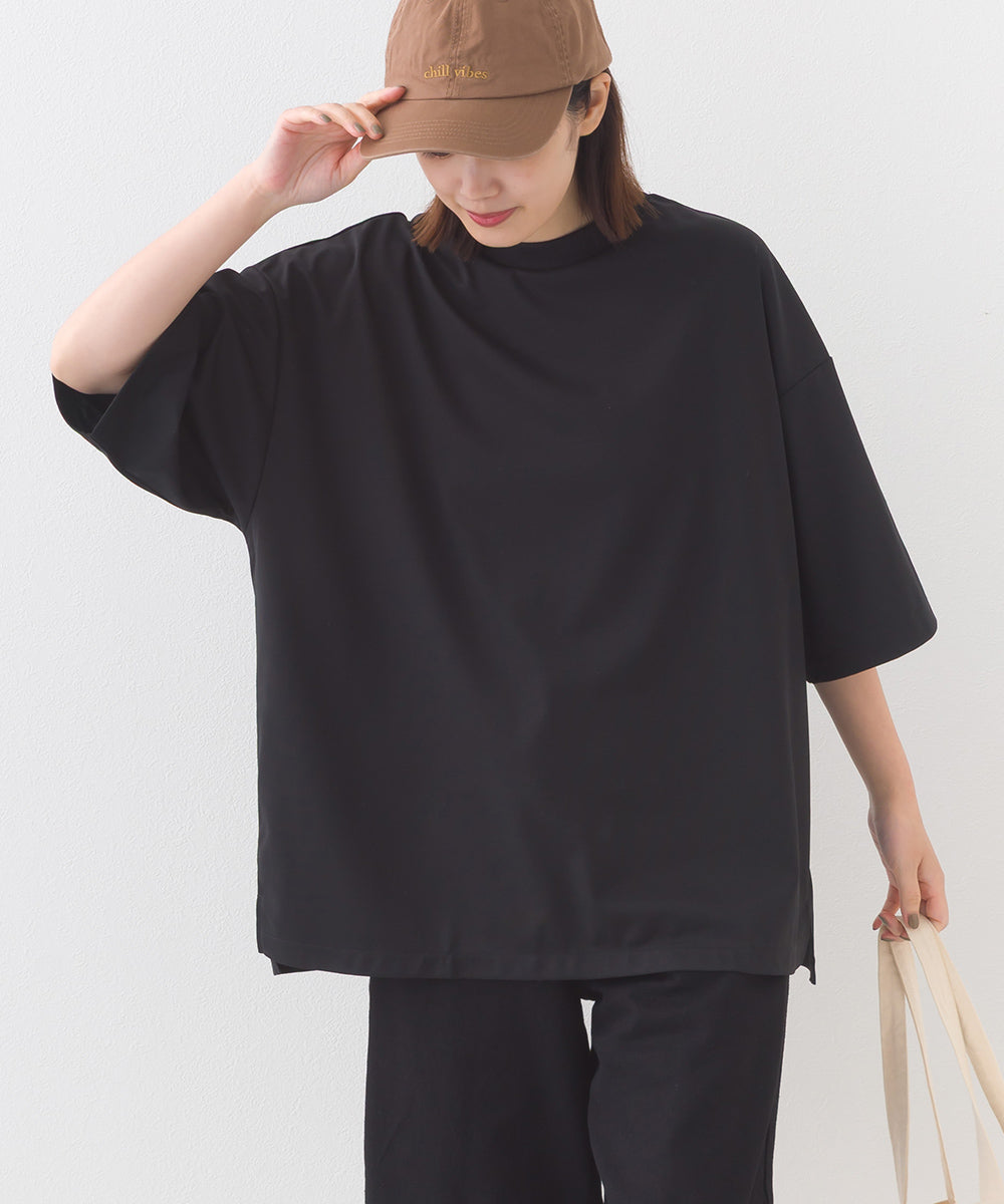 【e voi】シンプルルーズ半袖プルオーバーTシャツ TEIJIN sorona 接触冷感【253W427EVO002】