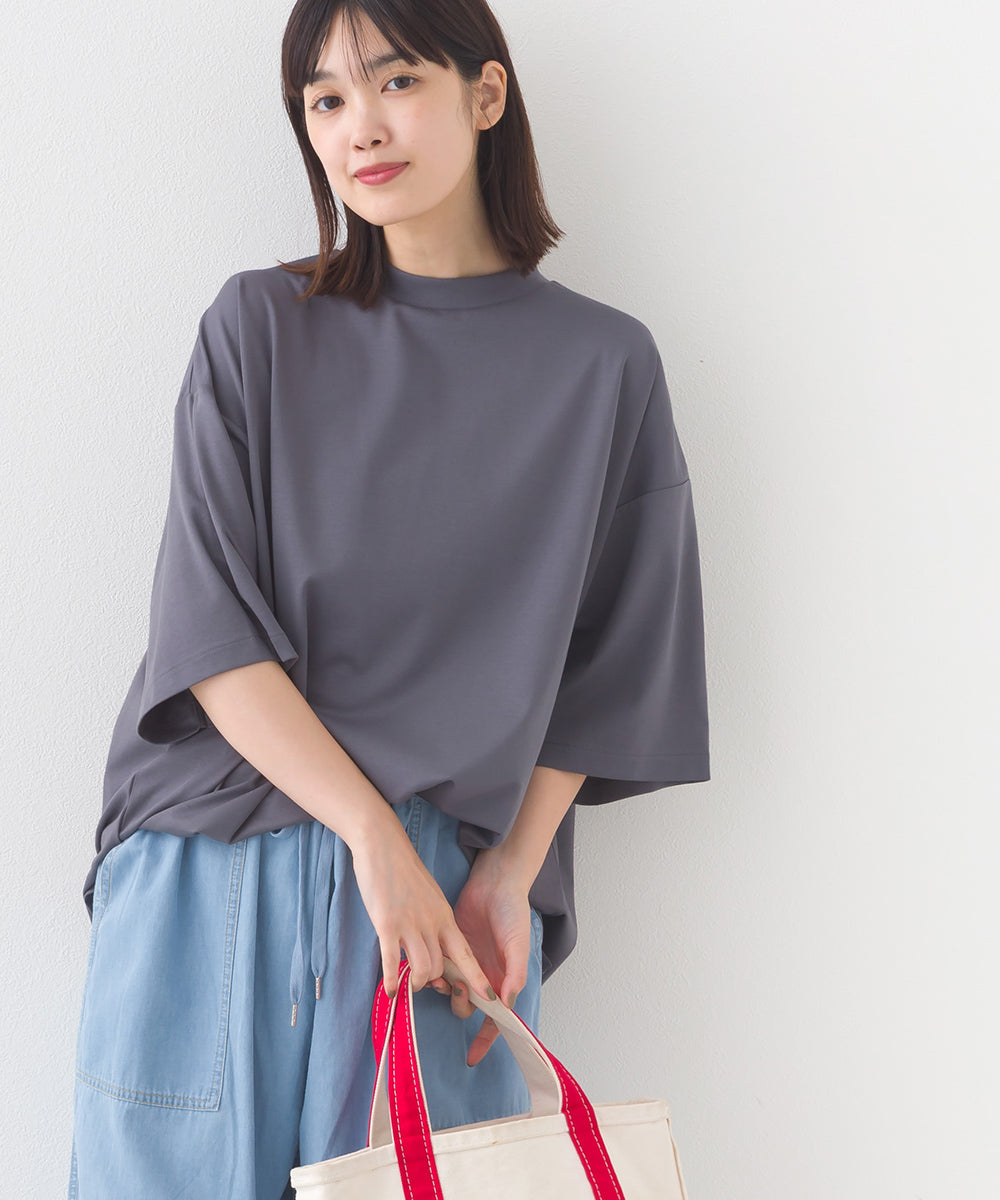 【e voi】シンプルルーズ半袖プルオーバーTシャツ TEIJIN sorona 接触冷感【253W427EVO002】