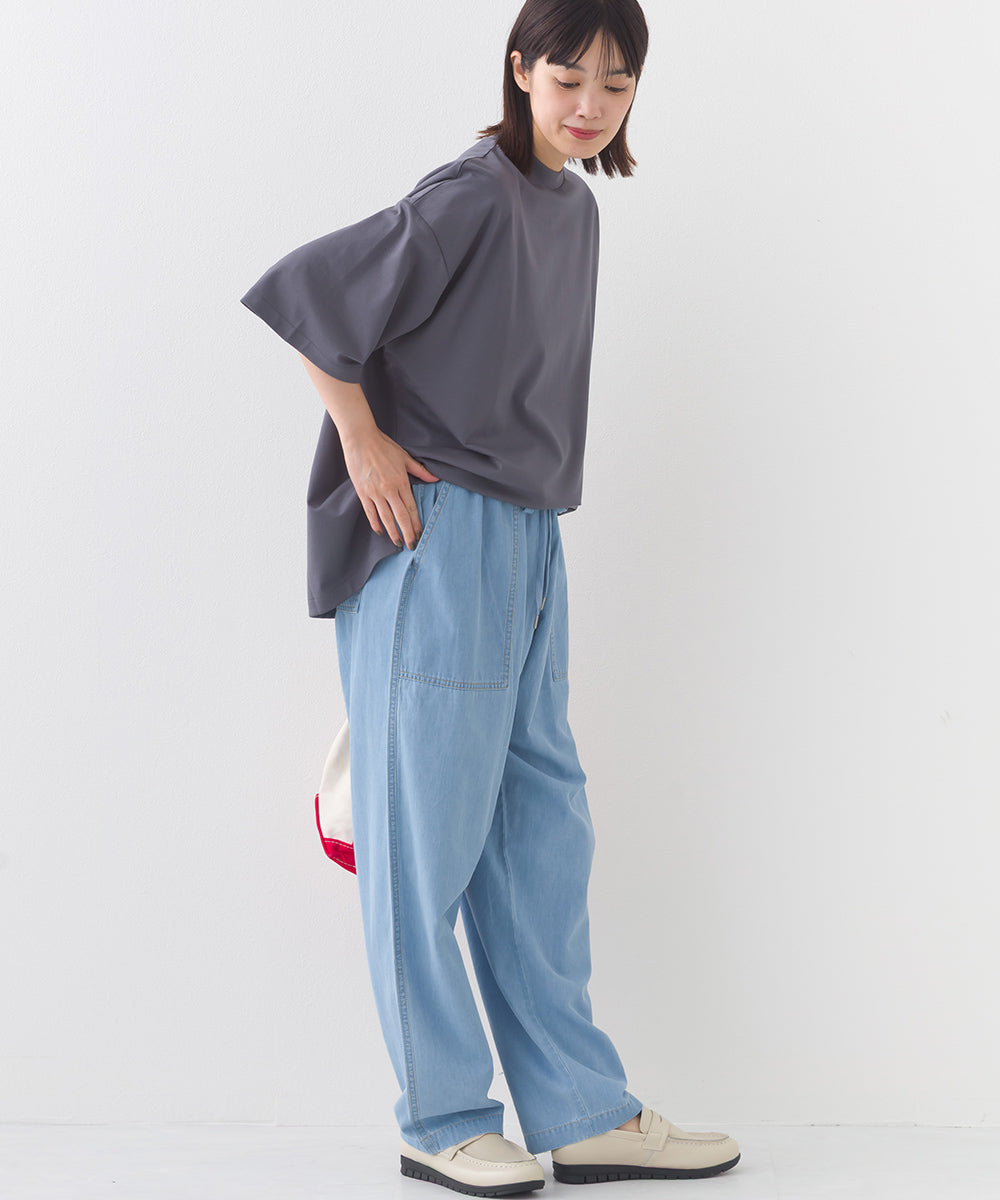 【e voi】シンプルルーズ半袖プルオーバーTシャツ TEIJIN sorona 接触冷感【253W427EVO002】