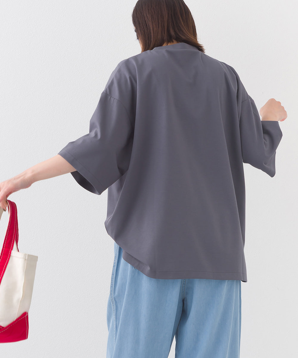 【e voi】シンプルルーズ半袖プルオーバーTシャツ TEIJIN sorona 接触冷感【253W427EVO002】