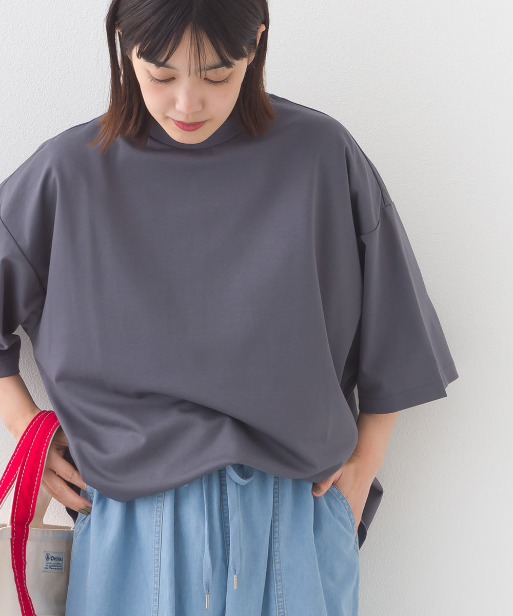 【e voi】シンプルルーズ半袖プルオーバーTシャツ TEIJIN sorona 接触冷感【253W427EVO002】