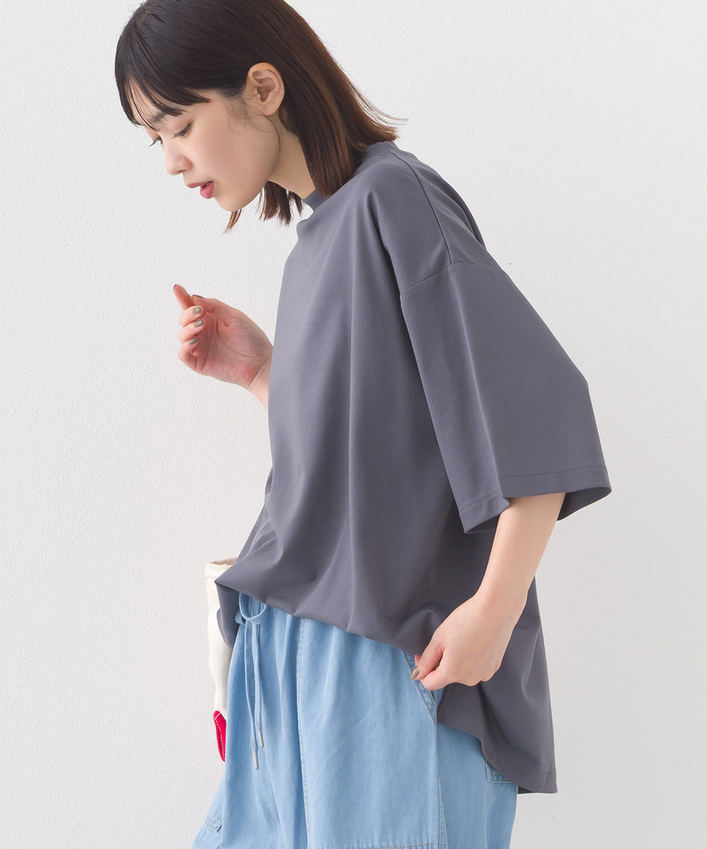 【e voi】シンプルルーズ半袖プルオーバーTシャツ TEIJIN sorona 接触冷感【253W427EVO002】