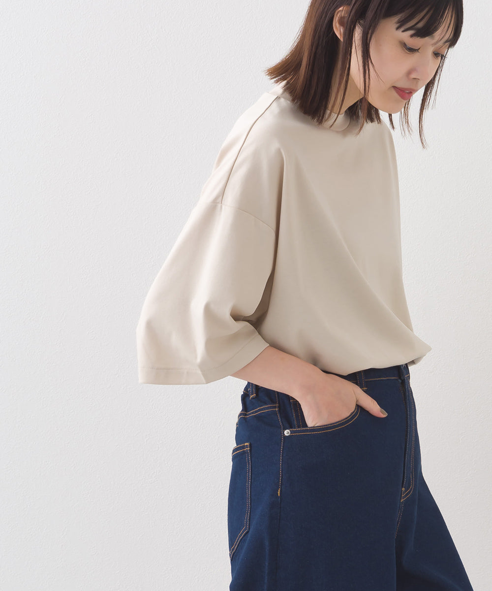 【e voi】シンプルルーズ半袖プルオーバーTシャツ TEIJIN sorona 接触冷感【253W427EVO002】