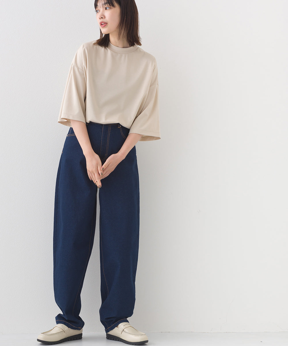 【e voi】シンプルルーズ半袖プルオーバーTシャツ TEIJIN sorona 接触冷感【253W427EVO002】