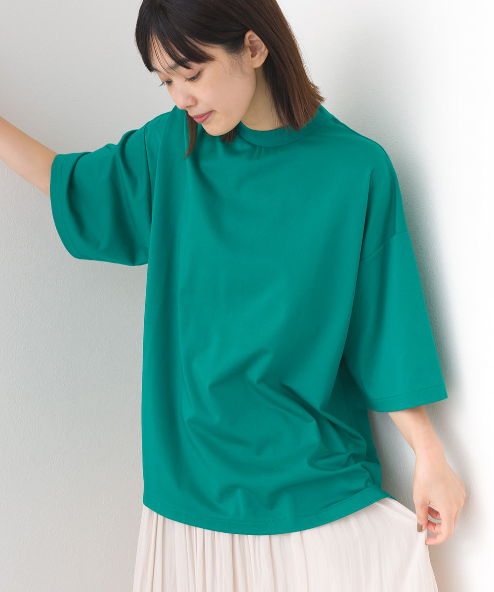 【e voi】シンプルルーズ半袖プルオーバーTシャツ TEIJIN sorona 接触冷感【253W427EVO002】