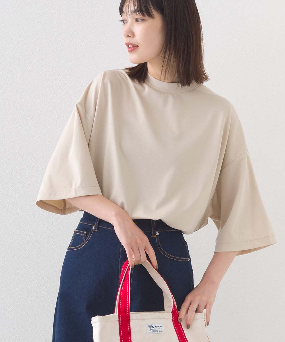 【e voi】シンプルルーズ半袖プルオーバーTシャツ TEIJIN sorona 接触冷感【253W427EVO002】